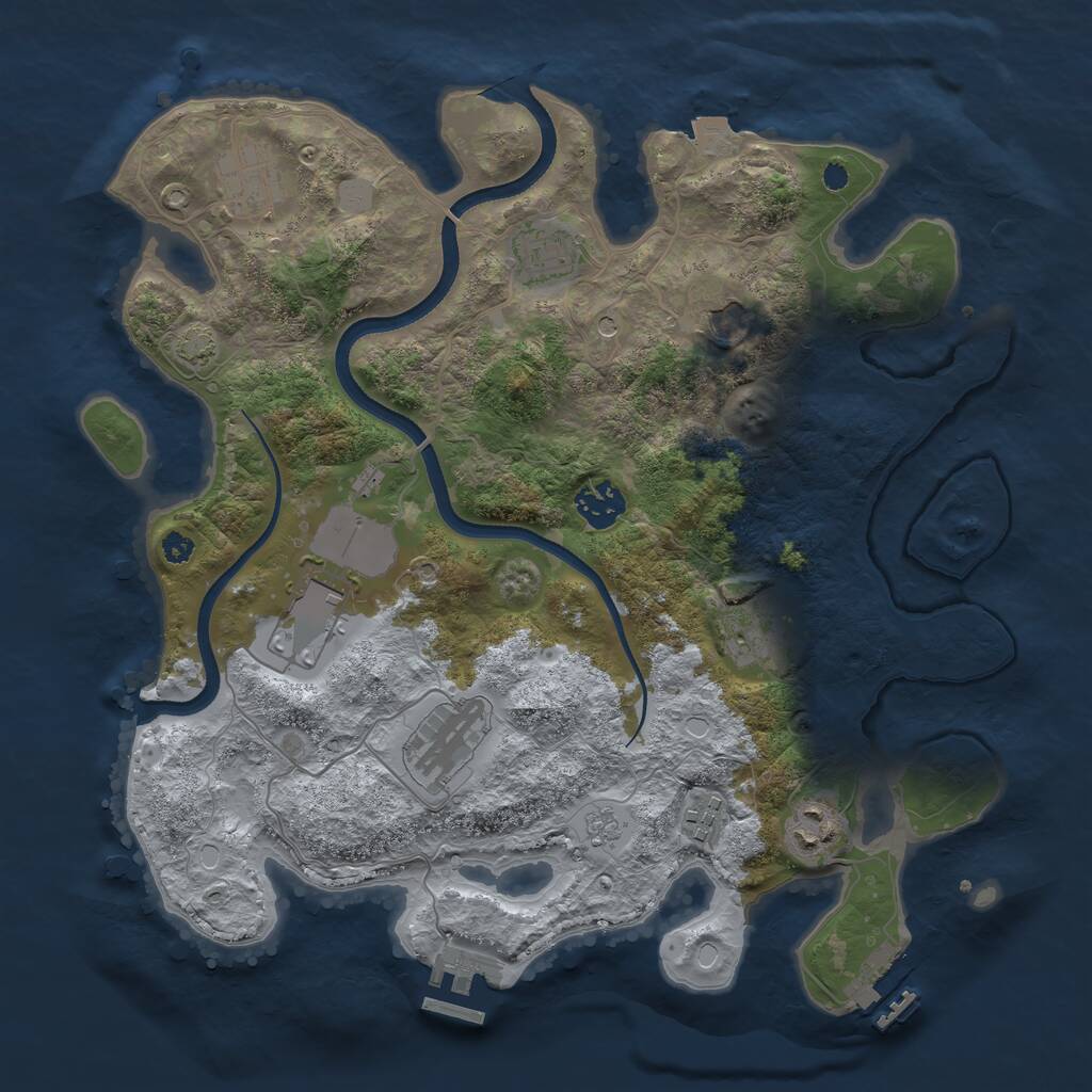 Rust Map: Procedural Map, Size: 3500, Seed: 1501465, 15 Monuments