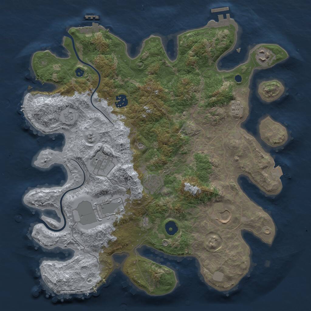 Rust Map: Procedural Map, Size: 3550, Seed: 745347, 13 Monuments