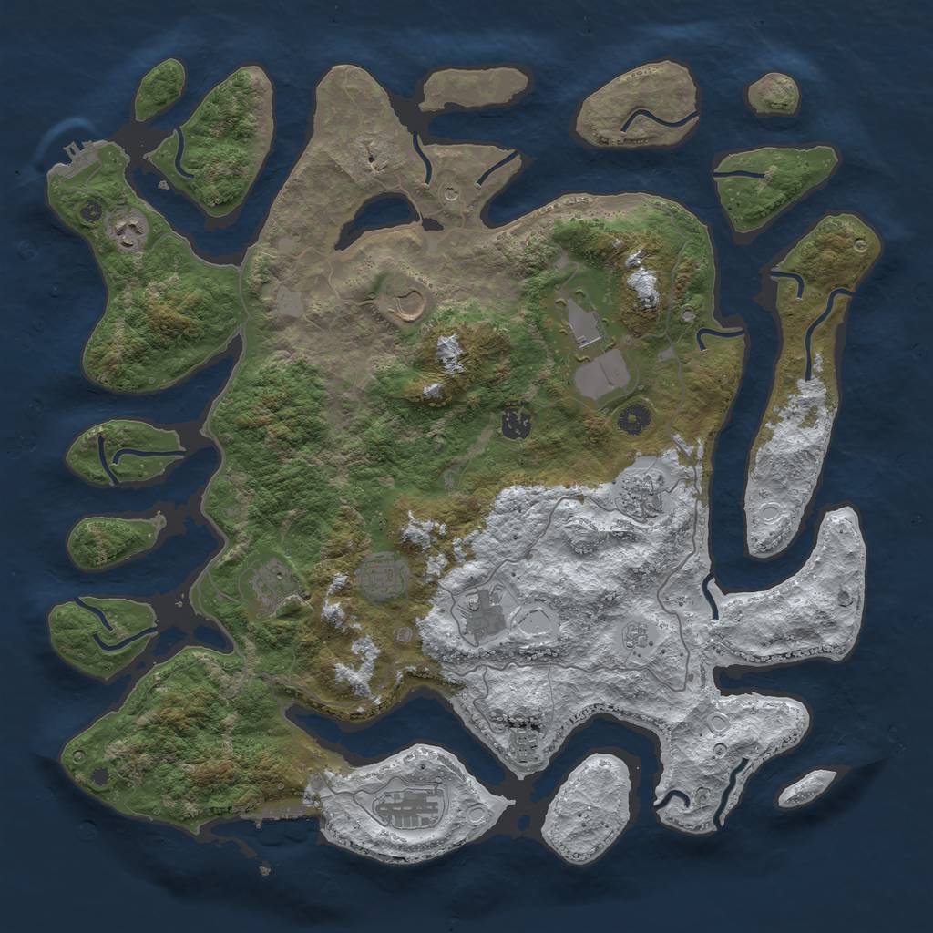 Rust Map: Procedural Map, Size: 4500, Seed: 4083274, 19 Monuments