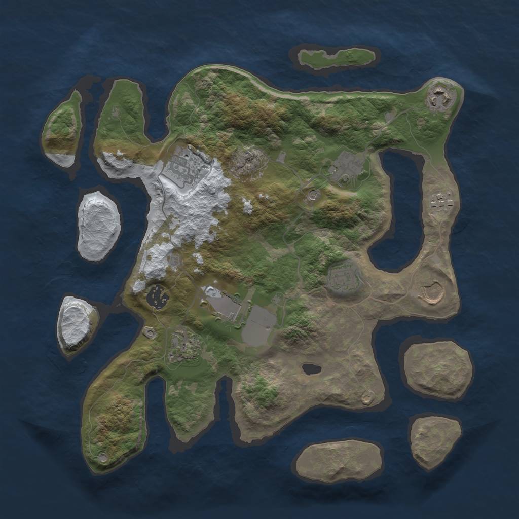 Rust Map: Barren, Size: 3500, Seed: 5351033, 12 Monuments