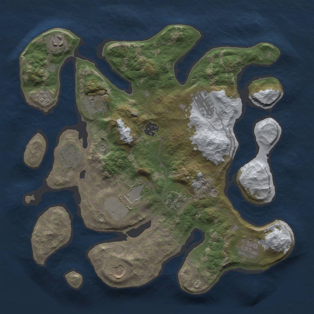 Rust Map: Barren, Size: 3500, Seed: 541386, 13 Monuments