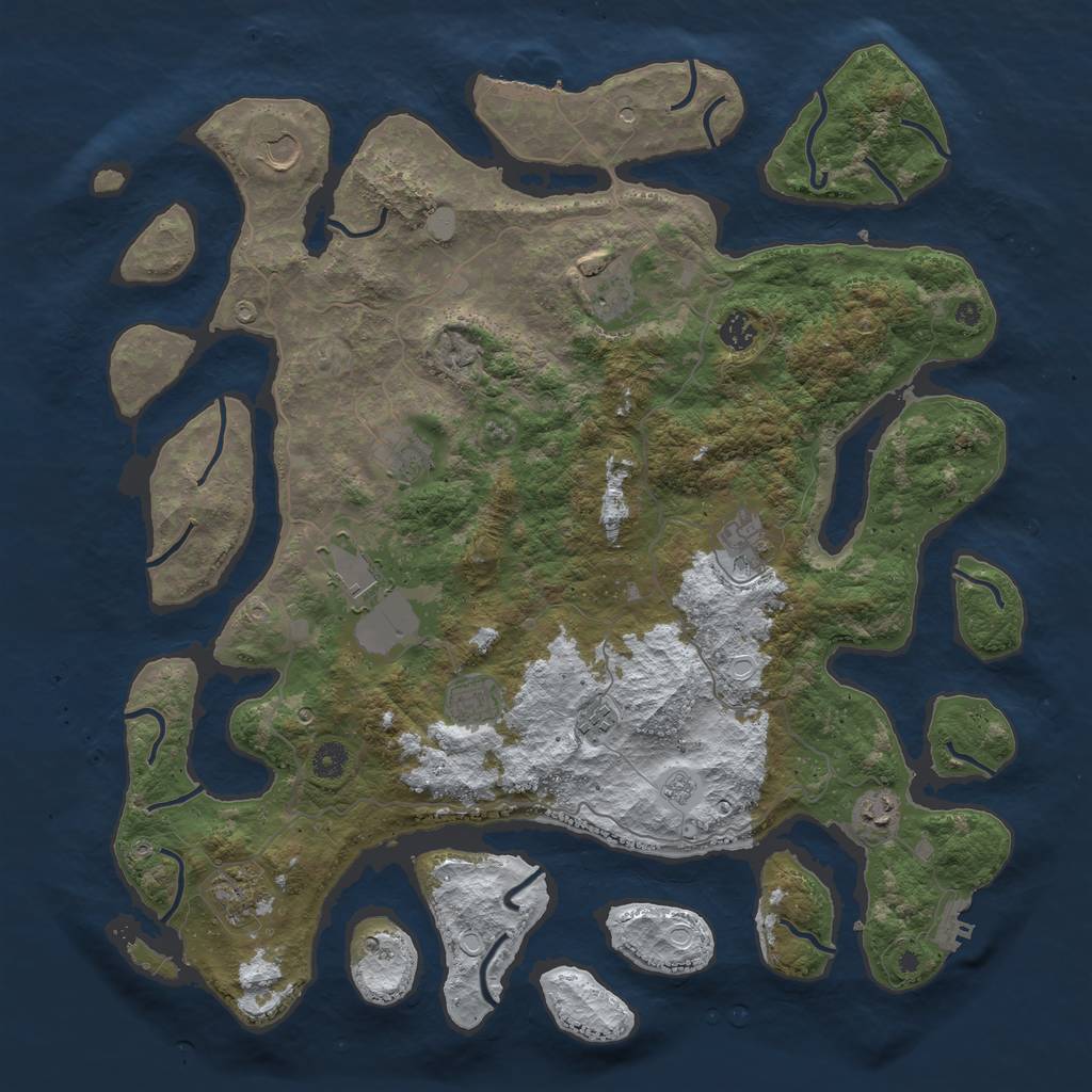 Rust Map: Procedural Map, Size: 4500, Seed: 4012161, 19 Monuments