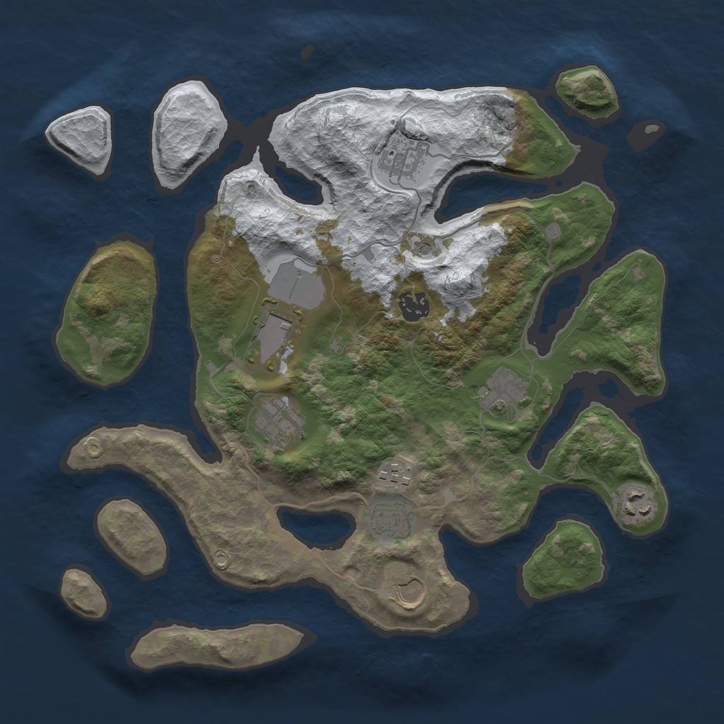 Rust Map: Barren, Size: 3500, Seed: 3159853, 12 Monuments