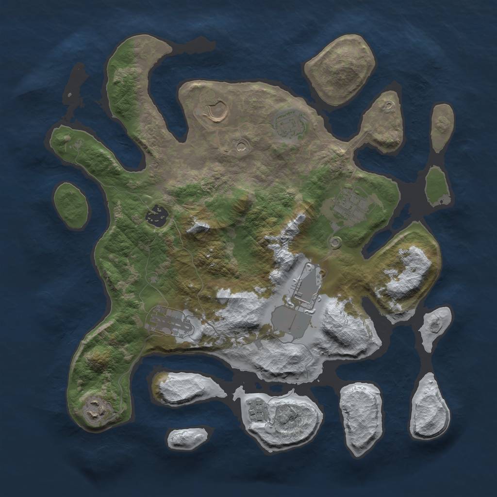 Rust Map: Barren, Size: 3500, Seed: 4859093, 11 Monuments