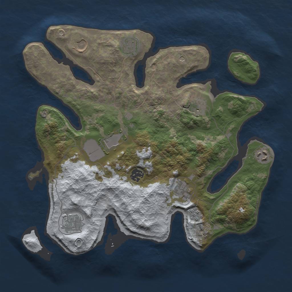 Rust Map: Barren, Size: 3500, Seed: 3819189, 12 Monuments