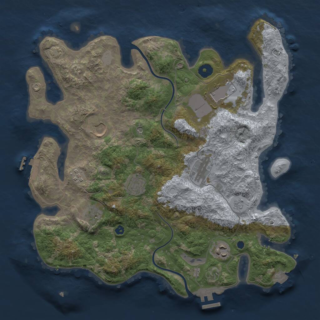 Rust Map: Procedural Map, Size: 3500, Seed: 4278024, 13 Monuments