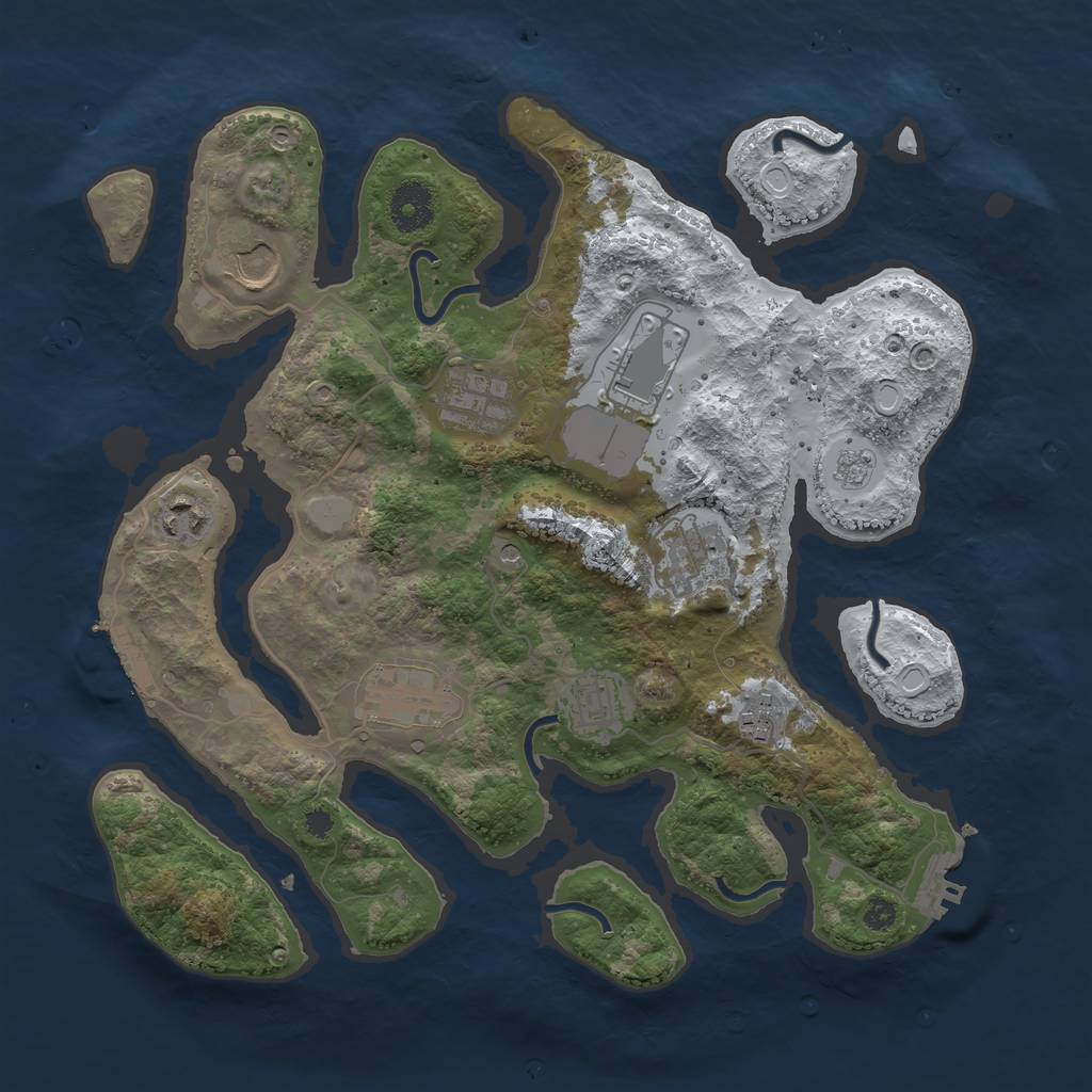Rust Map: Procedural Map, Size: 3500, Seed: 1982775446, 17 Monuments