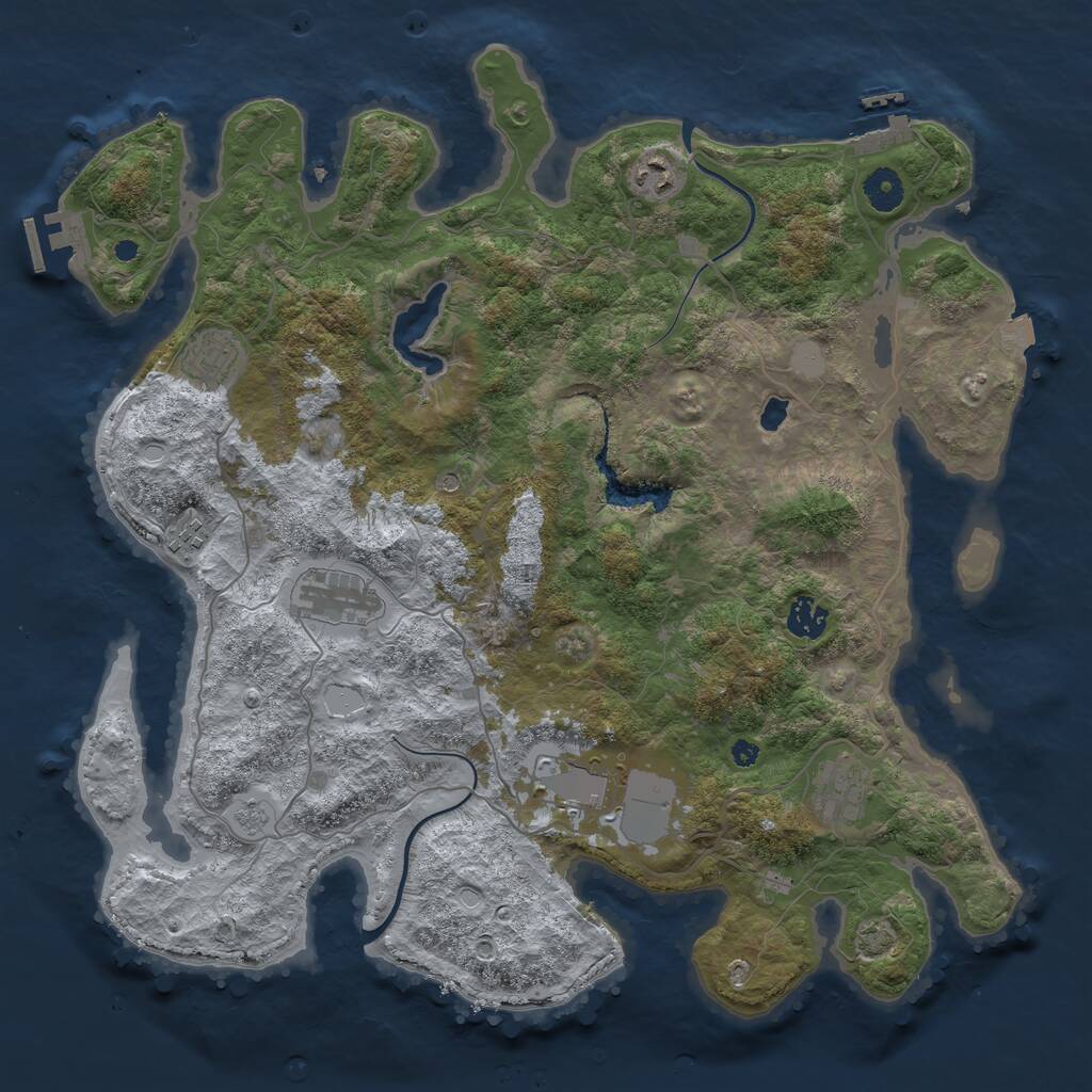 Rust Map: Procedural Map, Size: 4000, Seed: 615694, 13 Monuments