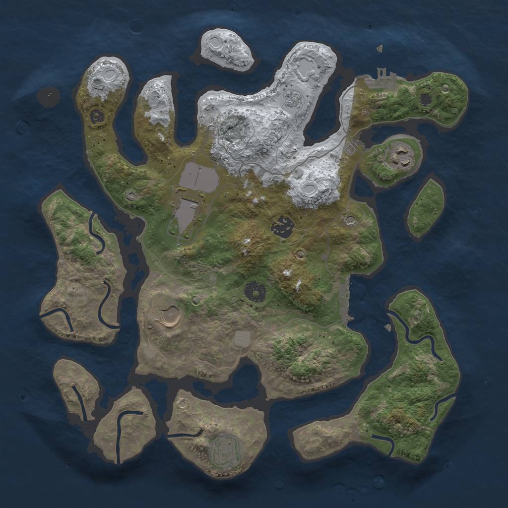 Rust Map: Procedural Map, Size: 3500, Seed: 4600337, 14 Monuments