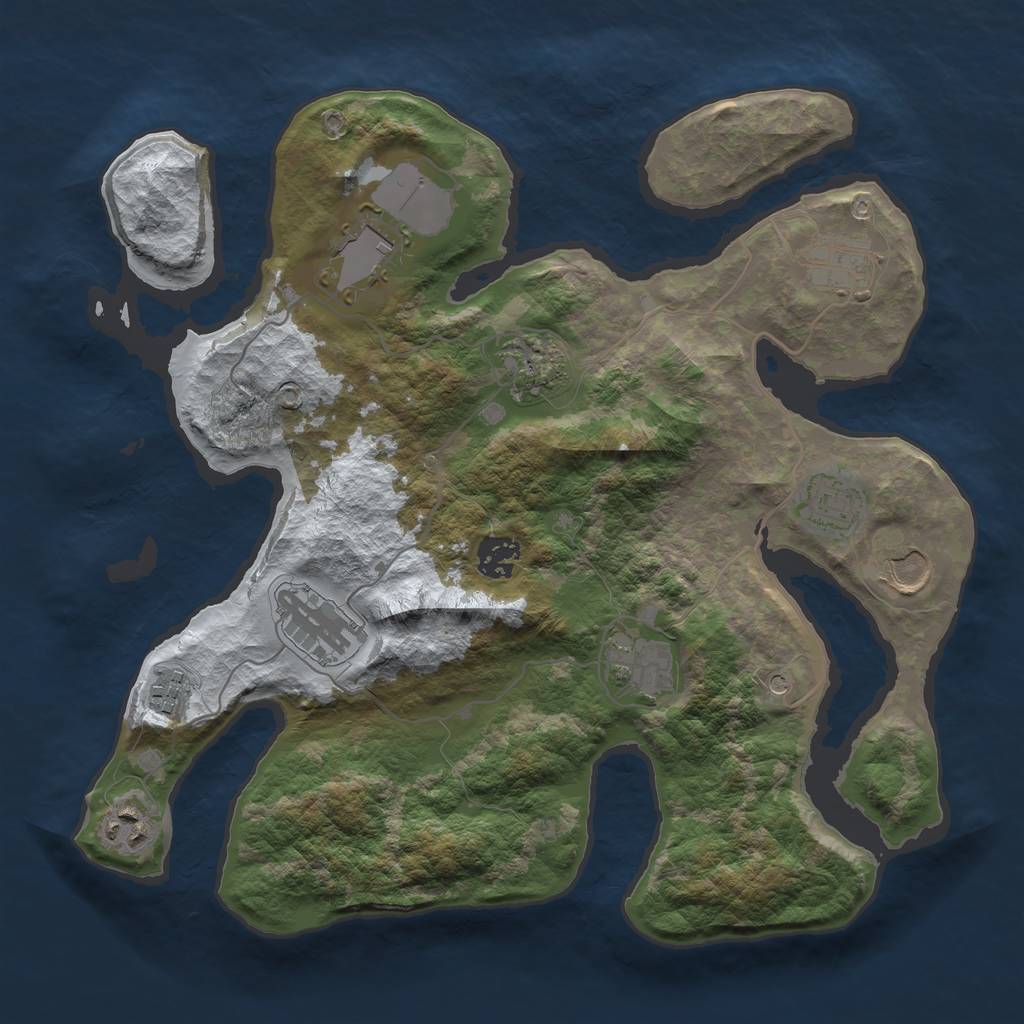 Rust Map: Barren, Size: 3500, Seed: 5914998, 13 Monuments