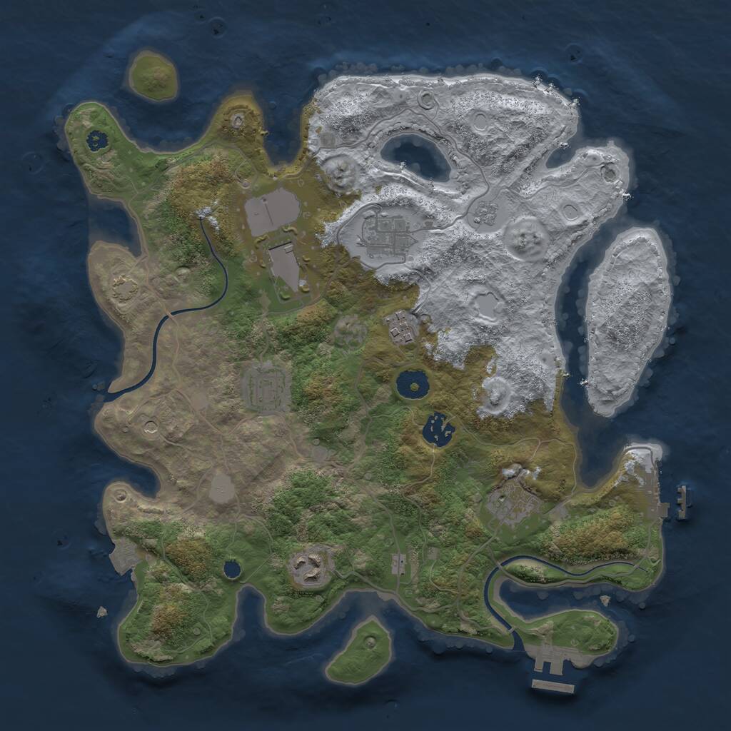 Rust Map: Procedural Map, Size: 3500, Seed: 476739, 13 Monuments