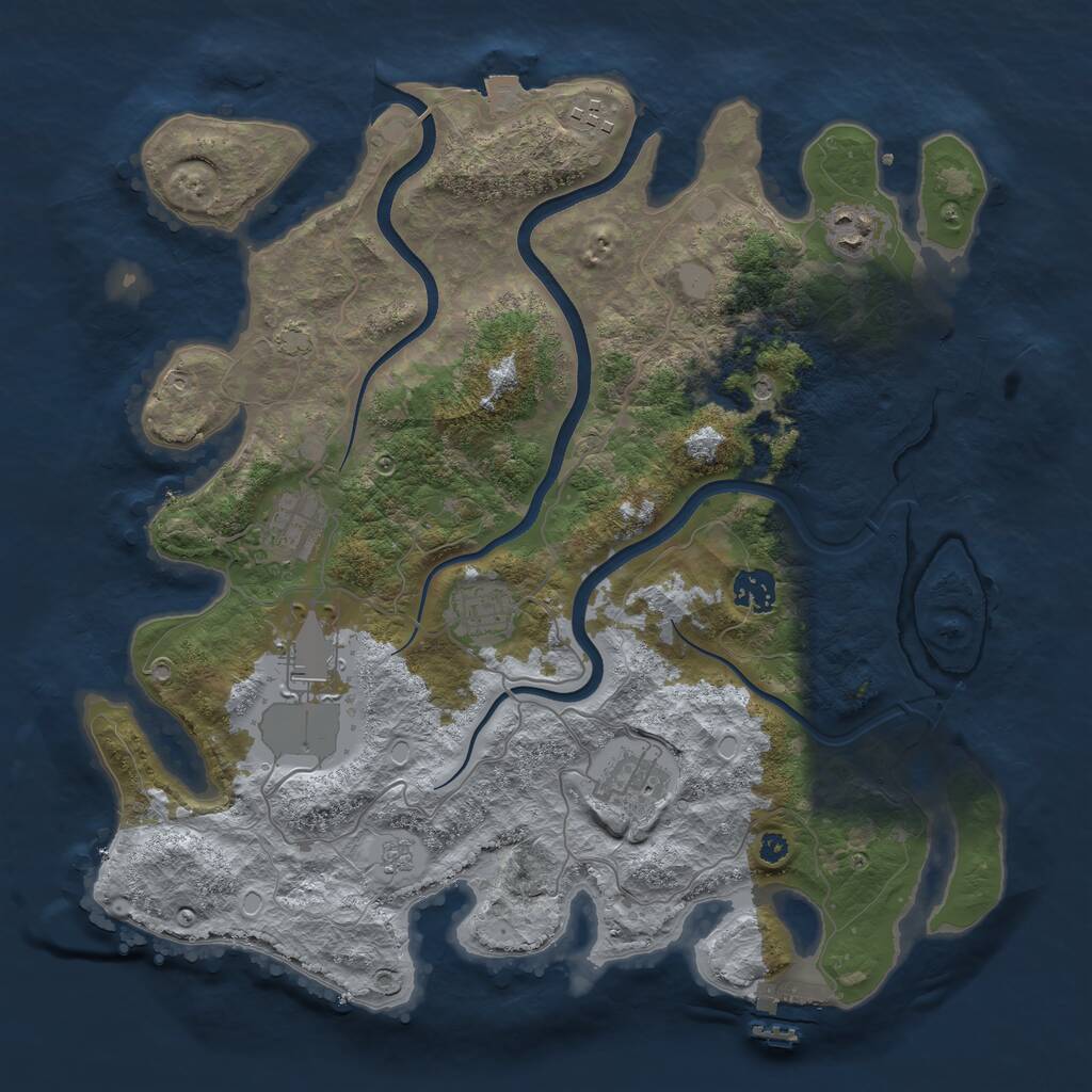Rust Map: Procedural Map, Size: 3700, Seed: 392317975, 13 Monuments