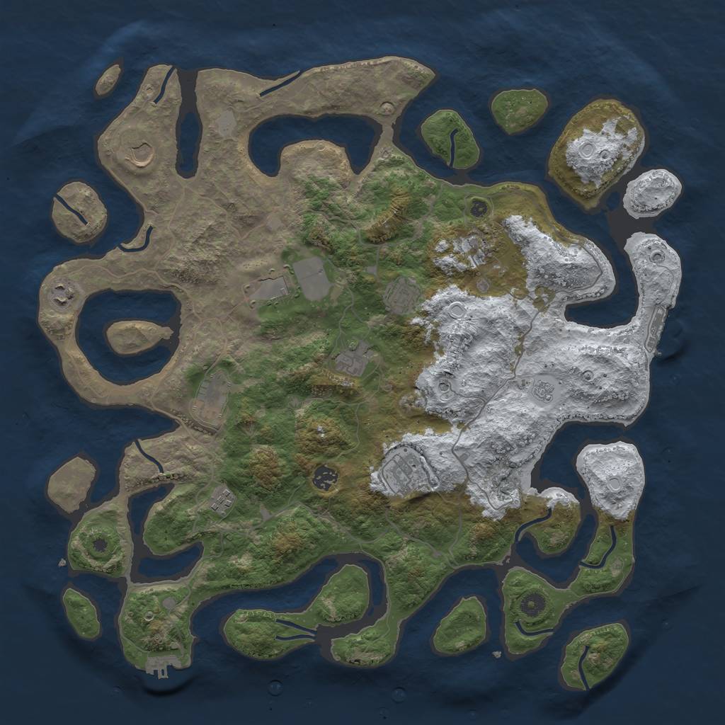 Rust Map: Procedural Map, Size: 4500, Seed: 5843046, 19 Monuments