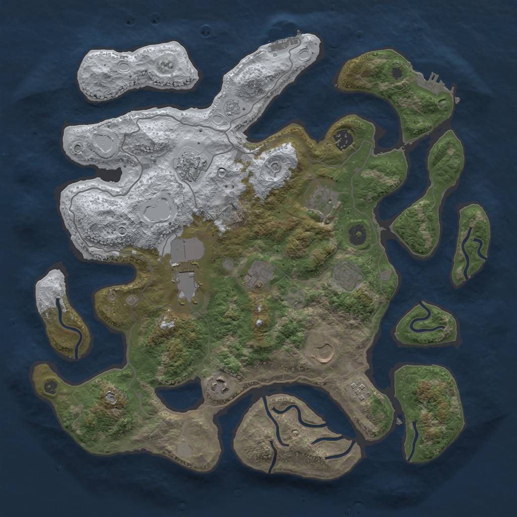Rust Map: Procedural Map, Size: 4000, Seed: 807606, 18 Monuments