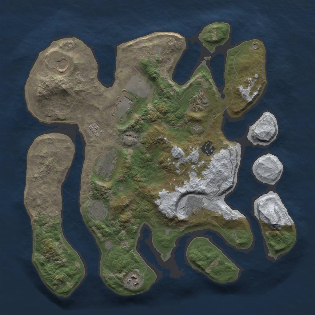 Rust Map: Barren, Size: 3500, Seed: 4941193, 12 Monuments