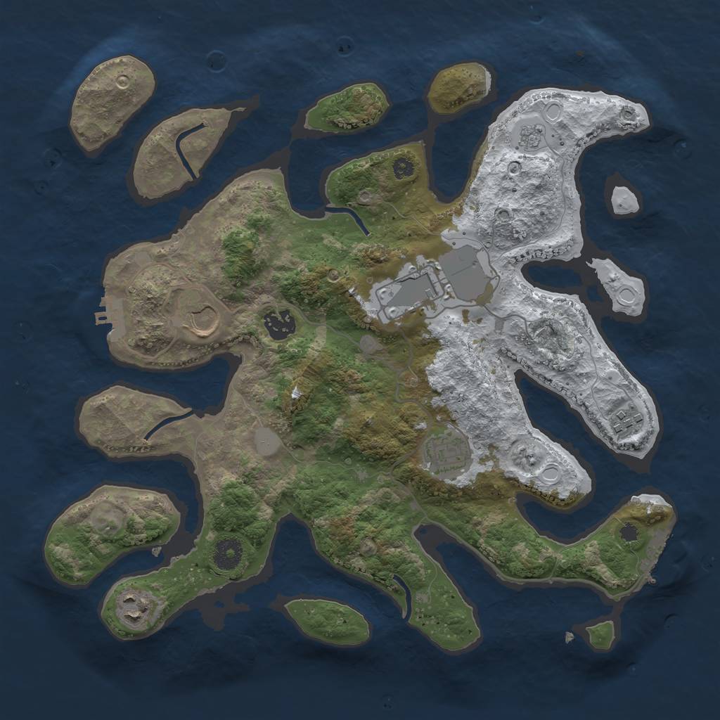 Rust Map: Procedural Map, Size: 3500, Seed: 622975, 14 Monuments