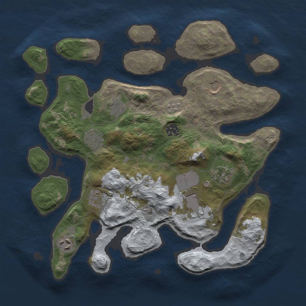 Rust Map: Barren, Size: 3500, Seed: 1656517, 12 Monuments
