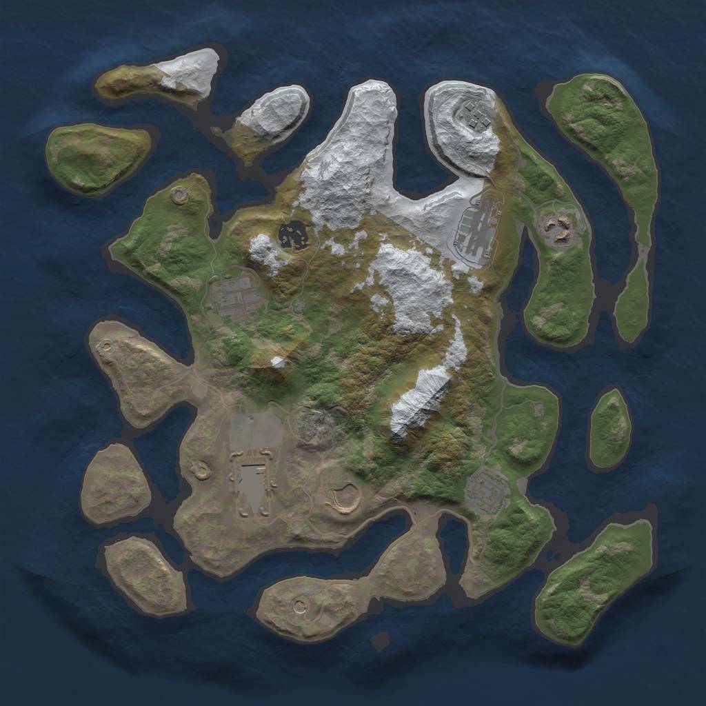 Rust Map: Barren, Size: 3500, Seed: 1355265, 11 Monuments