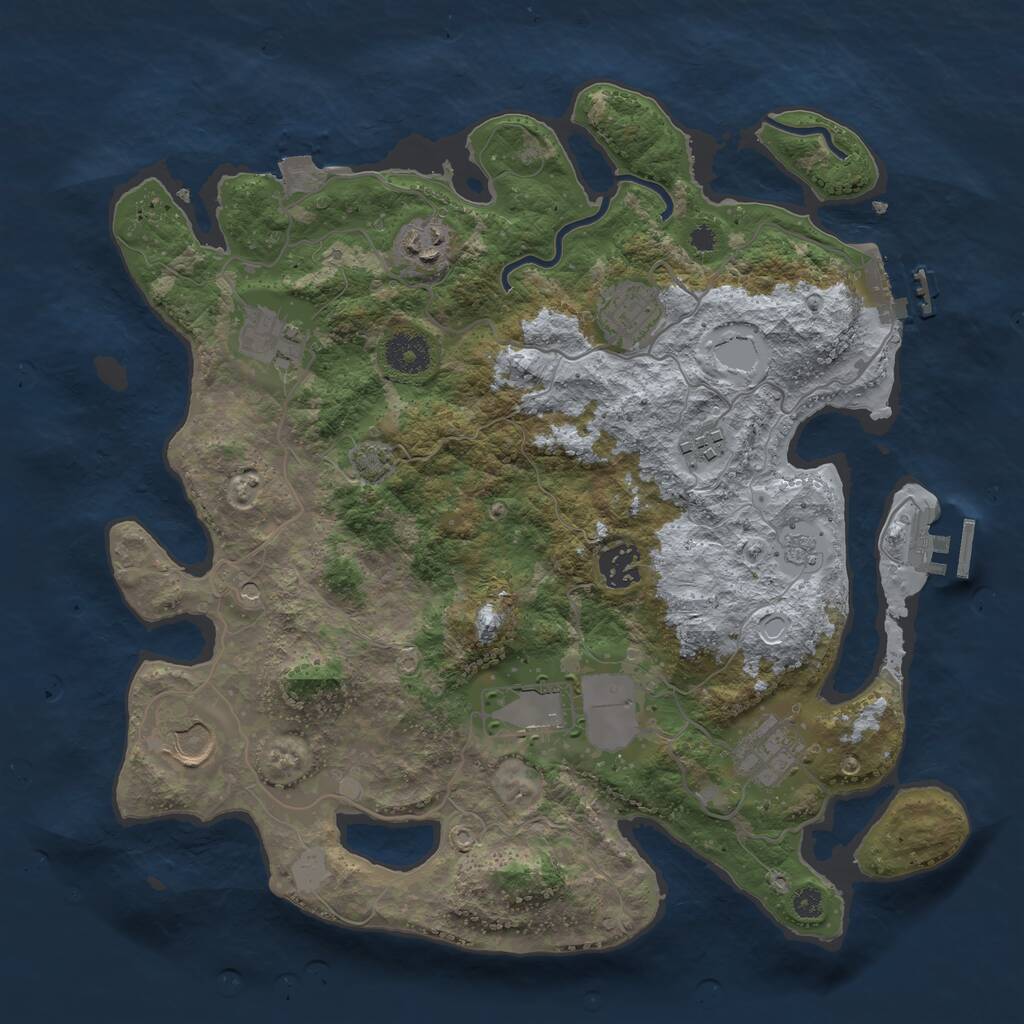 Rust Map: Procedural Map, Size: 3500, Seed: 2630261, 14 Monuments