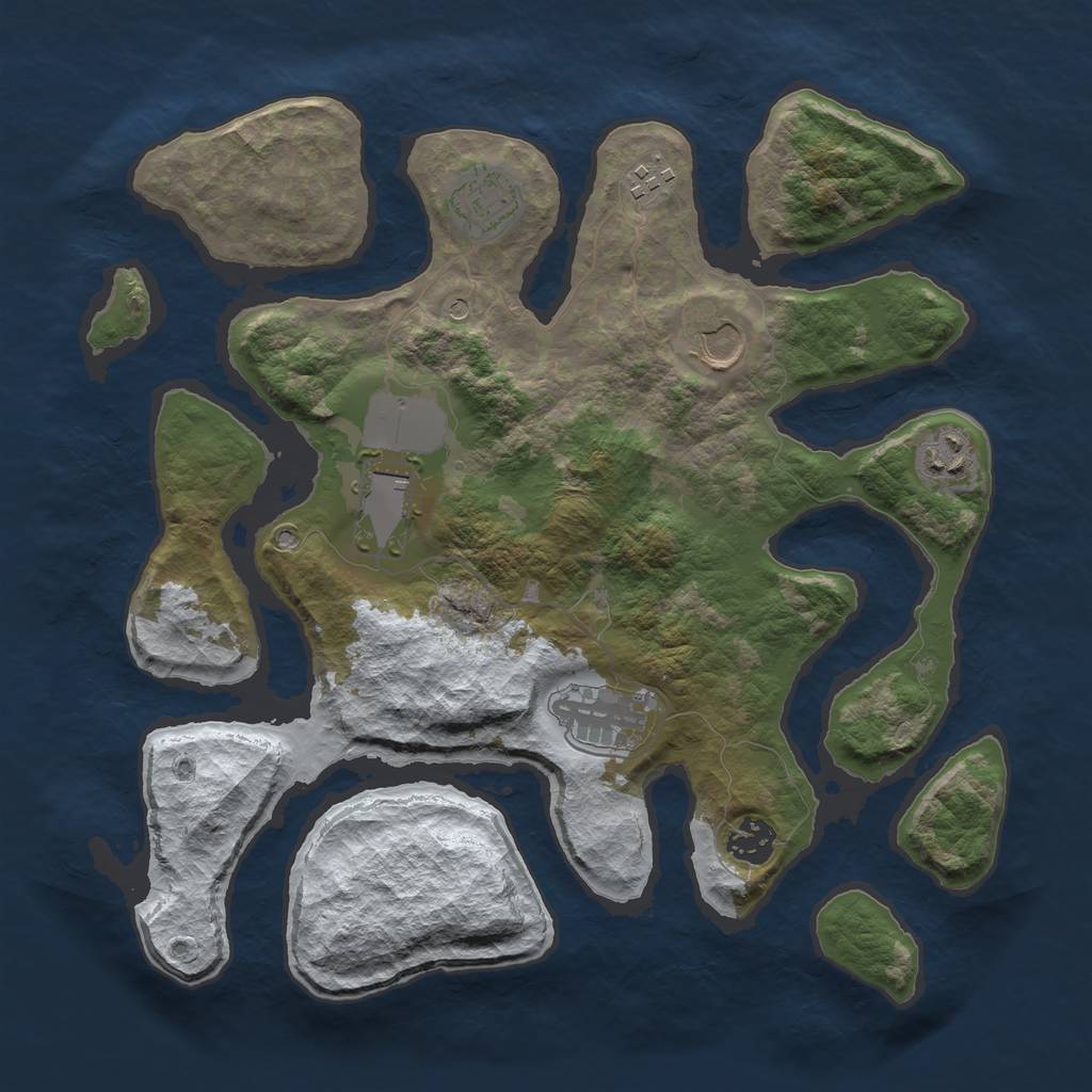 Rust Map: Barren, Size: 3500, Seed: 3547822, 10 Monuments