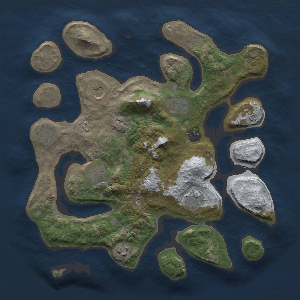 Rust Map: Barren, Size: 3500, Seed: 1311447, 11 Monuments