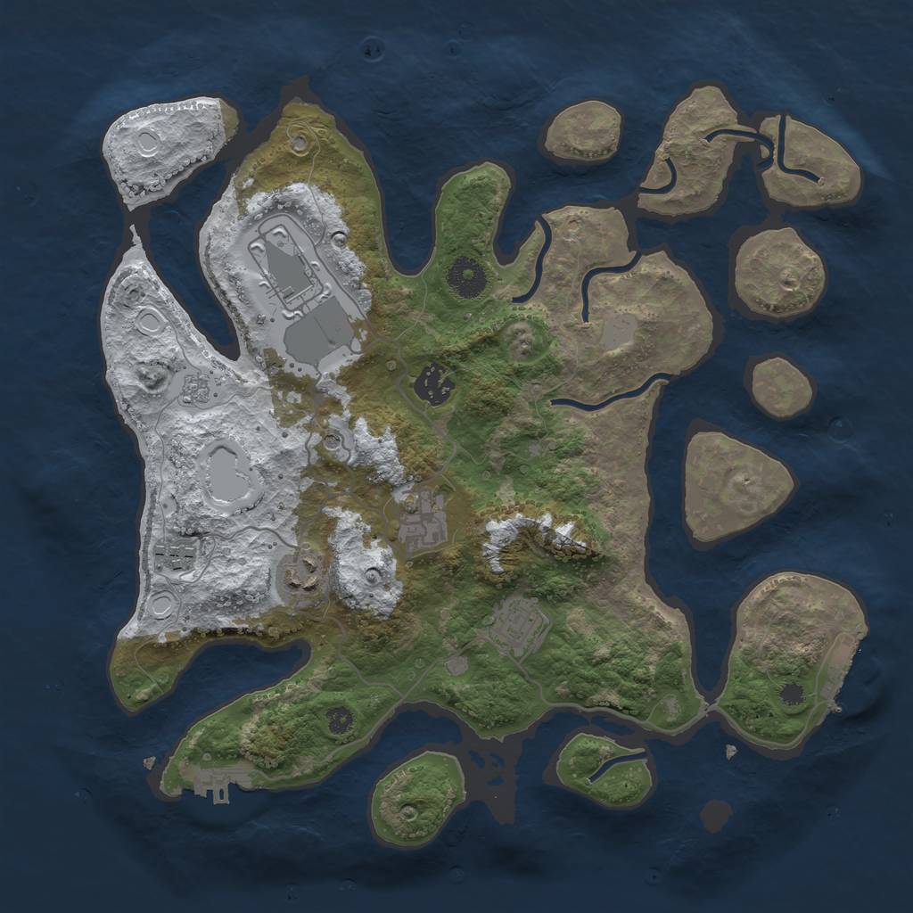 Rust Map: Procedural Map, Size: 3500, Seed: 3858810, 15 Monuments