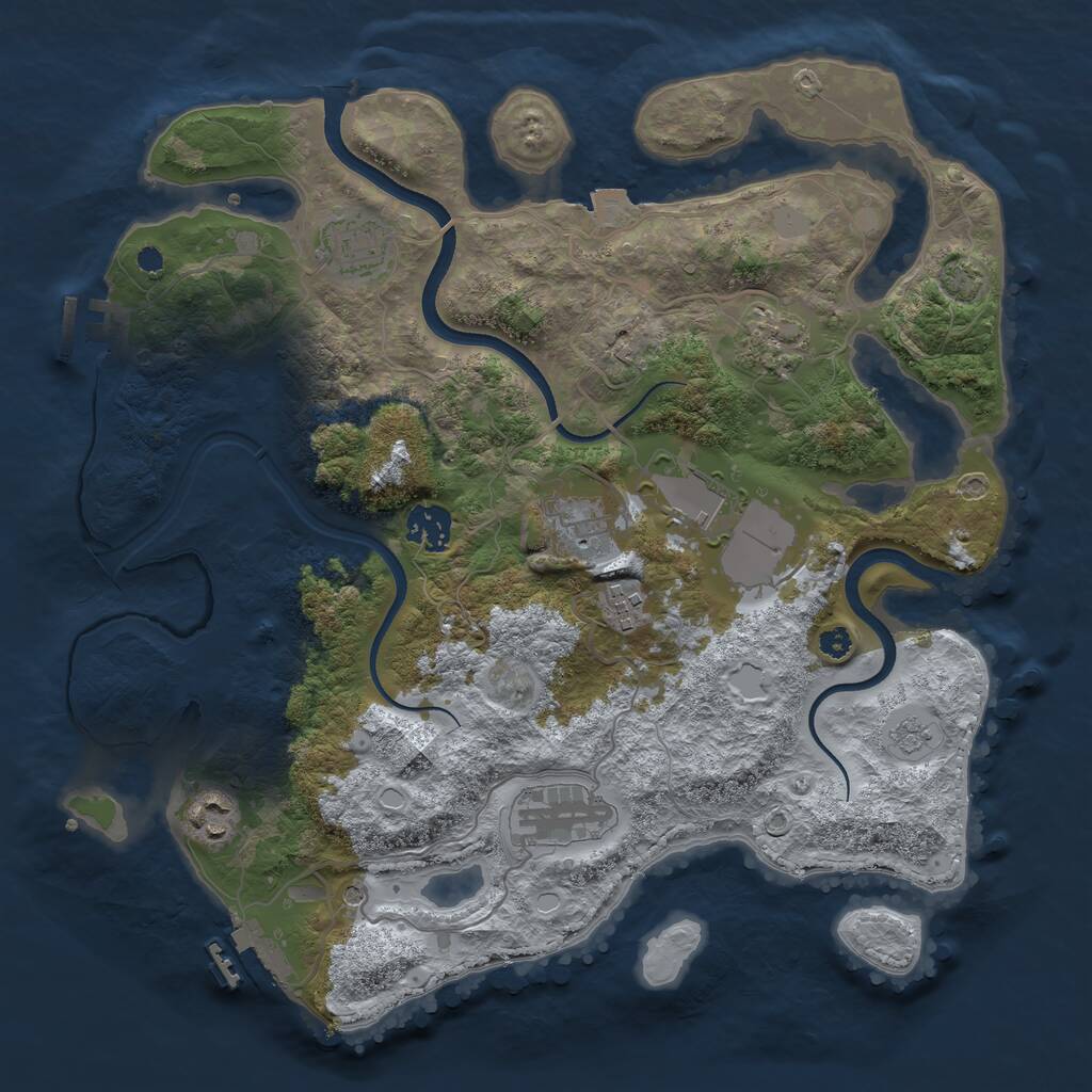 Rust Map: Procedural Map, Size: 3500, Seed: 4225808, 14 Monuments