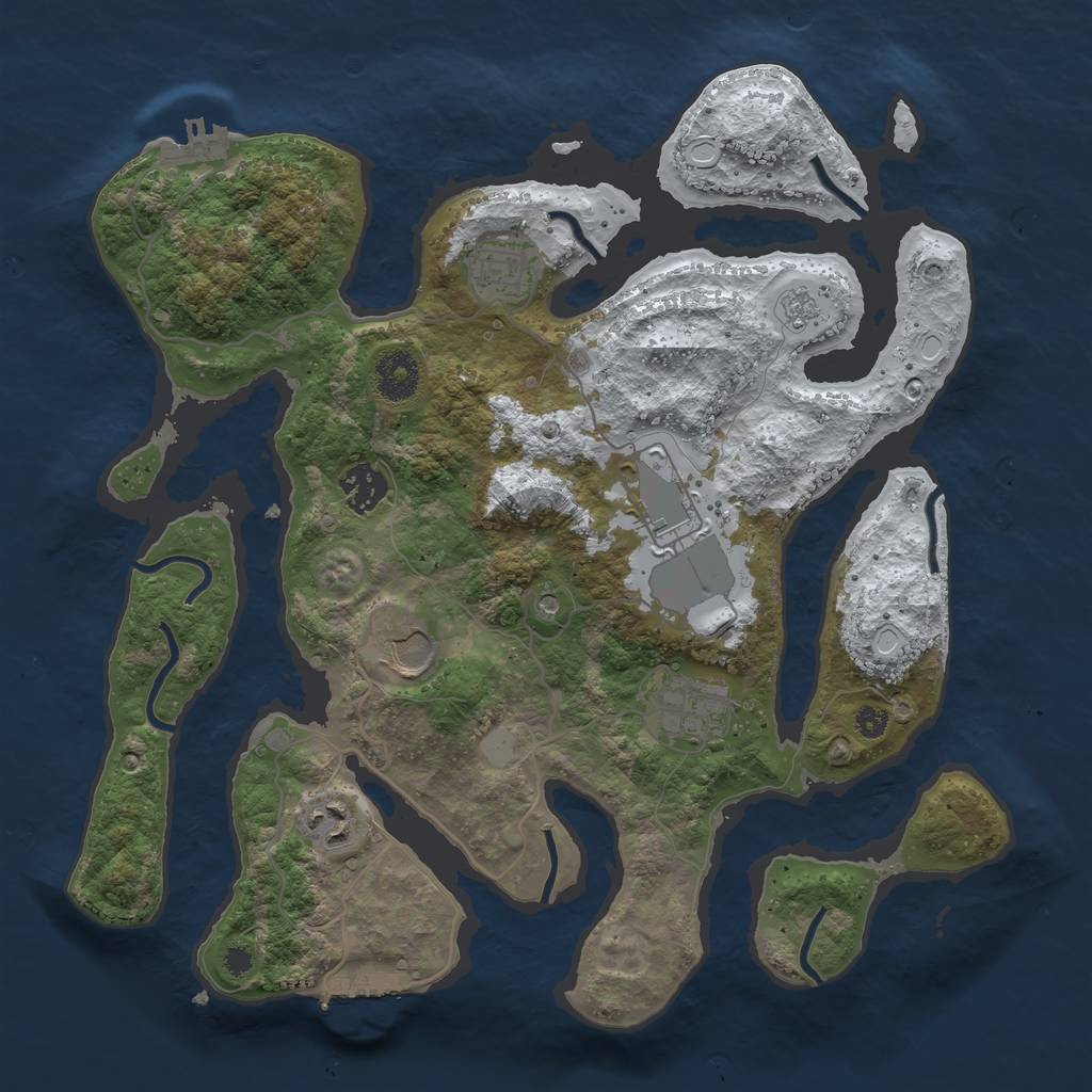 Rust Map: Procedural Map, Size: 3500, Seed: 3747698, 15 Monuments