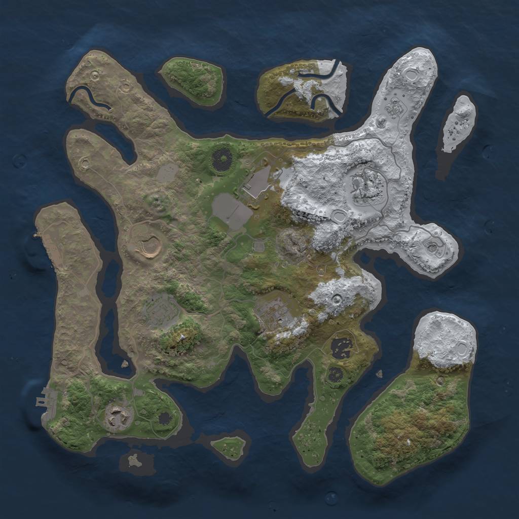 Rust Map: Procedural Map, Size: 3500, Seed: 2164689, 16 Monuments
