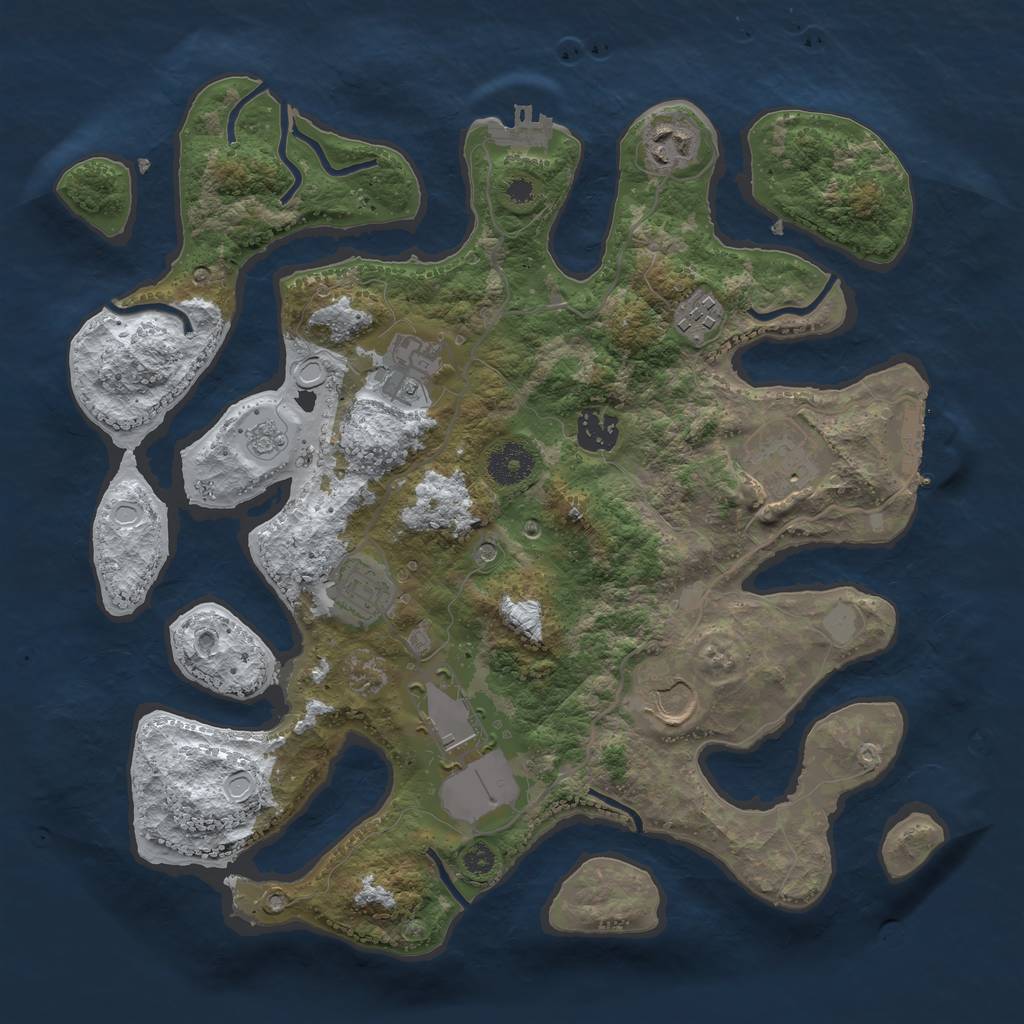 Rust Map: Procedural Map, Size: 3500, Seed: 881890, 17 Monuments