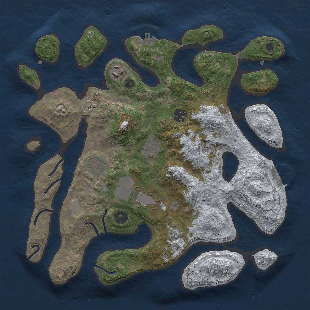 Rust Map: Procedural Map, Size: 3500, Seed: 2208480, 15 Monuments
