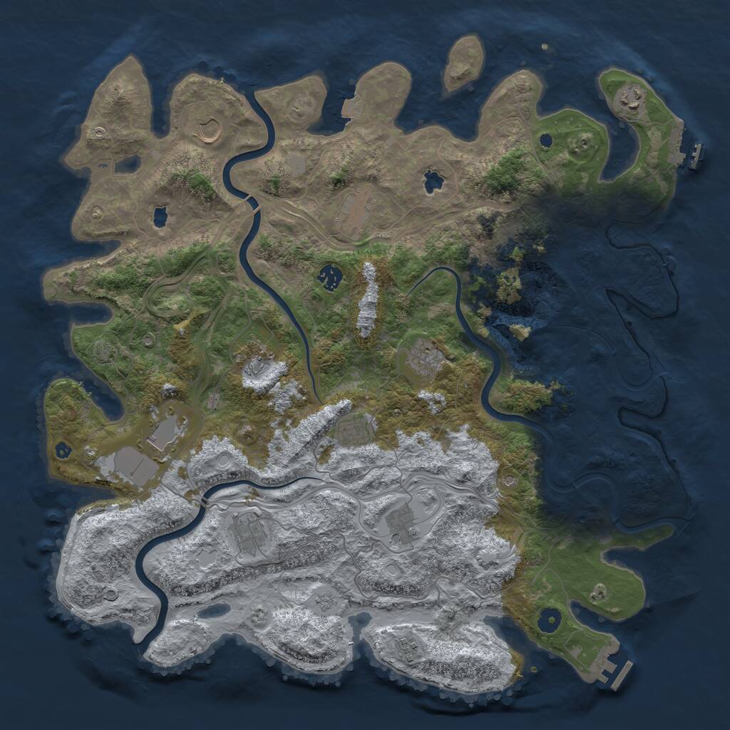 Rust Map: Procedural Map, Size: 4500, Seed: 3645909, 17 Monuments