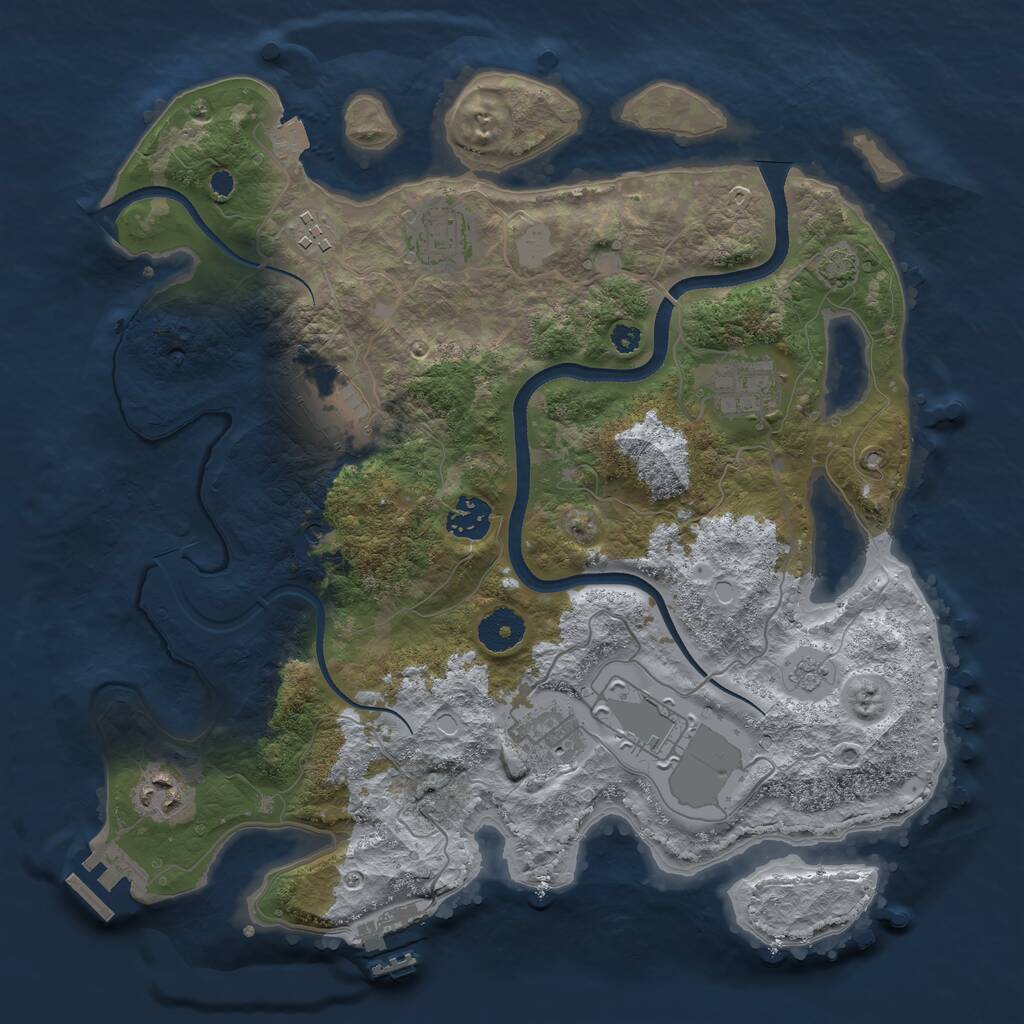 Rust Map: Procedural Map, Size: 3500, Seed: 2915120, 14 Monuments
