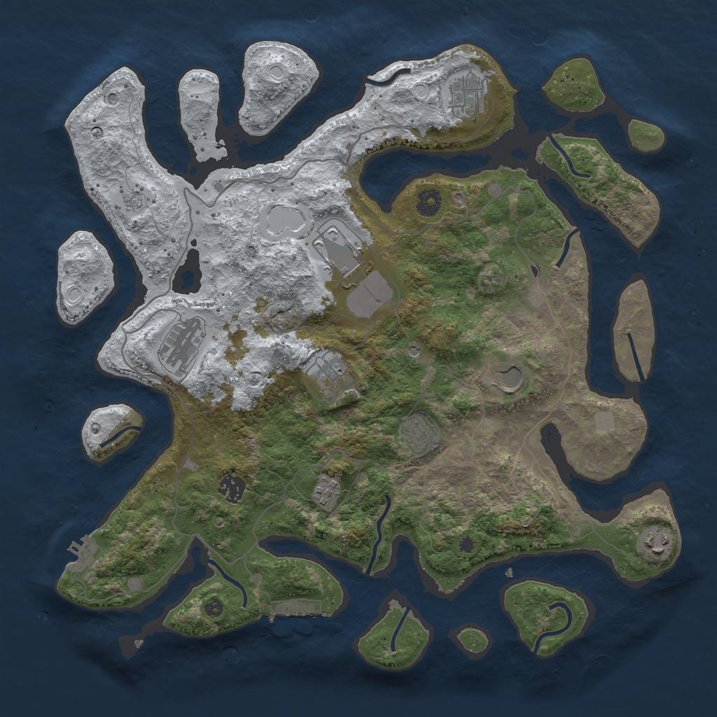 Rust Map: Procedural Map, Size: 4000, Seed: 319417, 18 Monuments