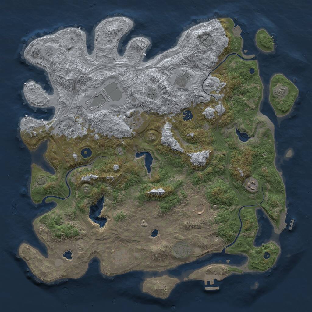 Rust Map: Procedural Map, Size: 4500, Seed: 6054352, 16 Monuments