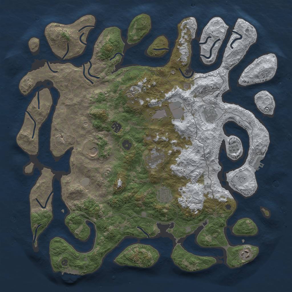 Rust Map: Procedural Map, Size: 4500, Seed: 5157579, 18 Monuments