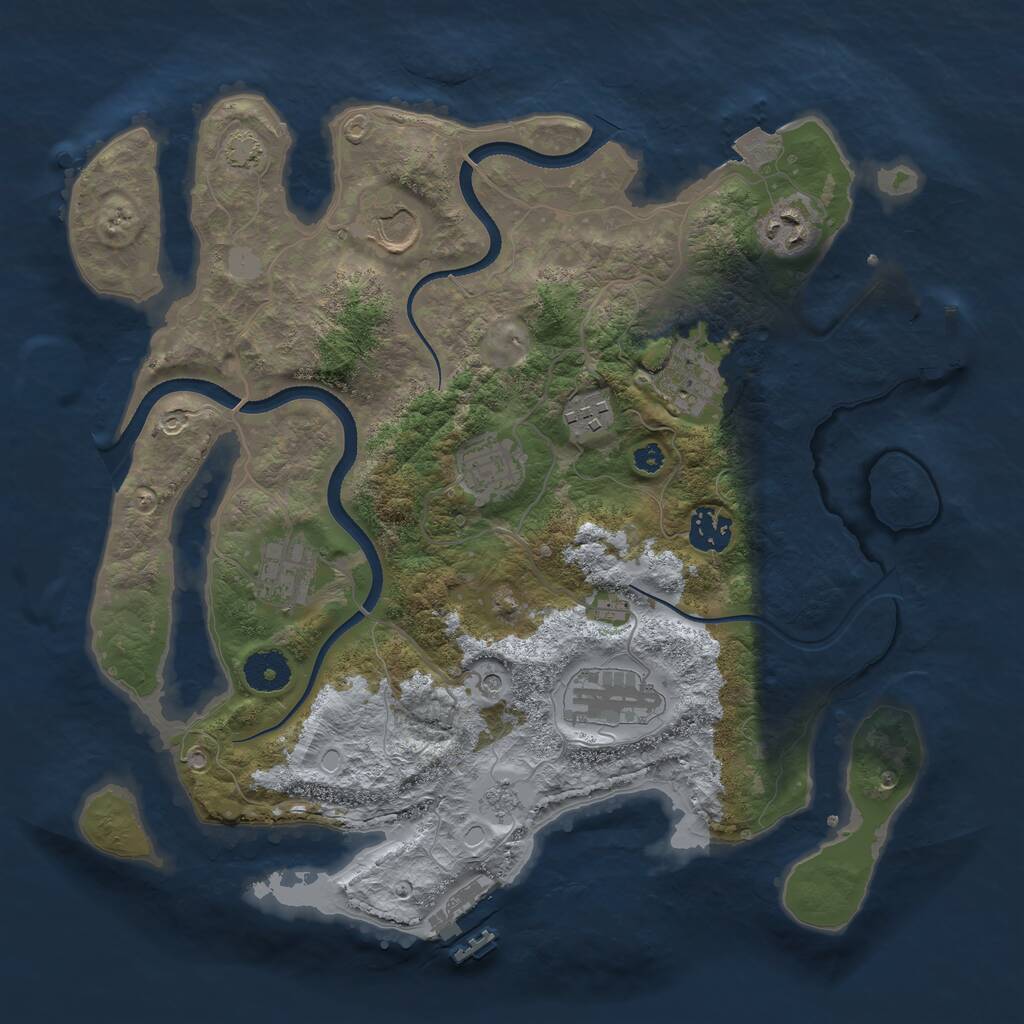 Rust Map: Procedural Map, Size: 3500, Seed: 61425170, 14 Monuments