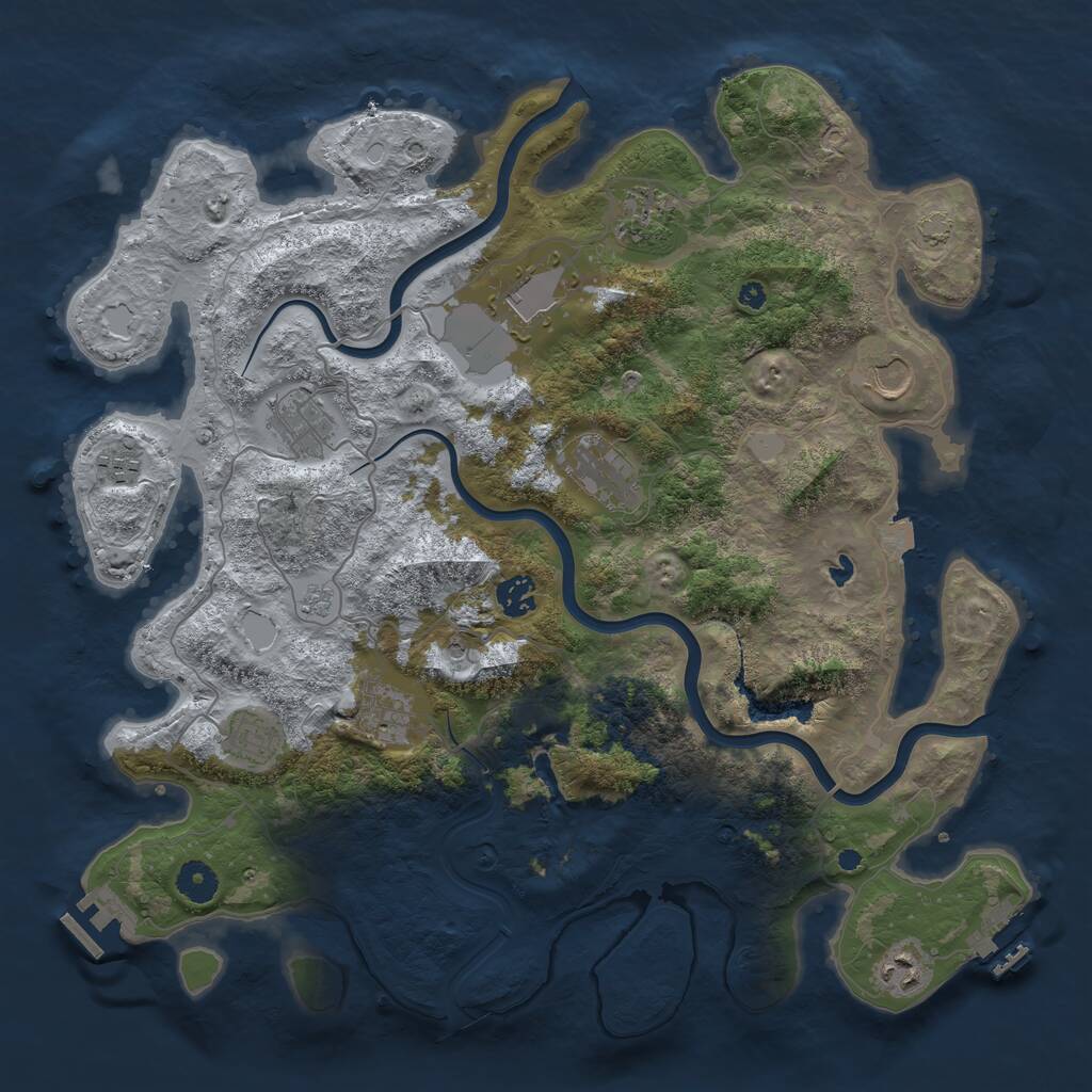 Rust Map: Procedural Map, Size: 4000, Seed: 969968, 16 Monuments