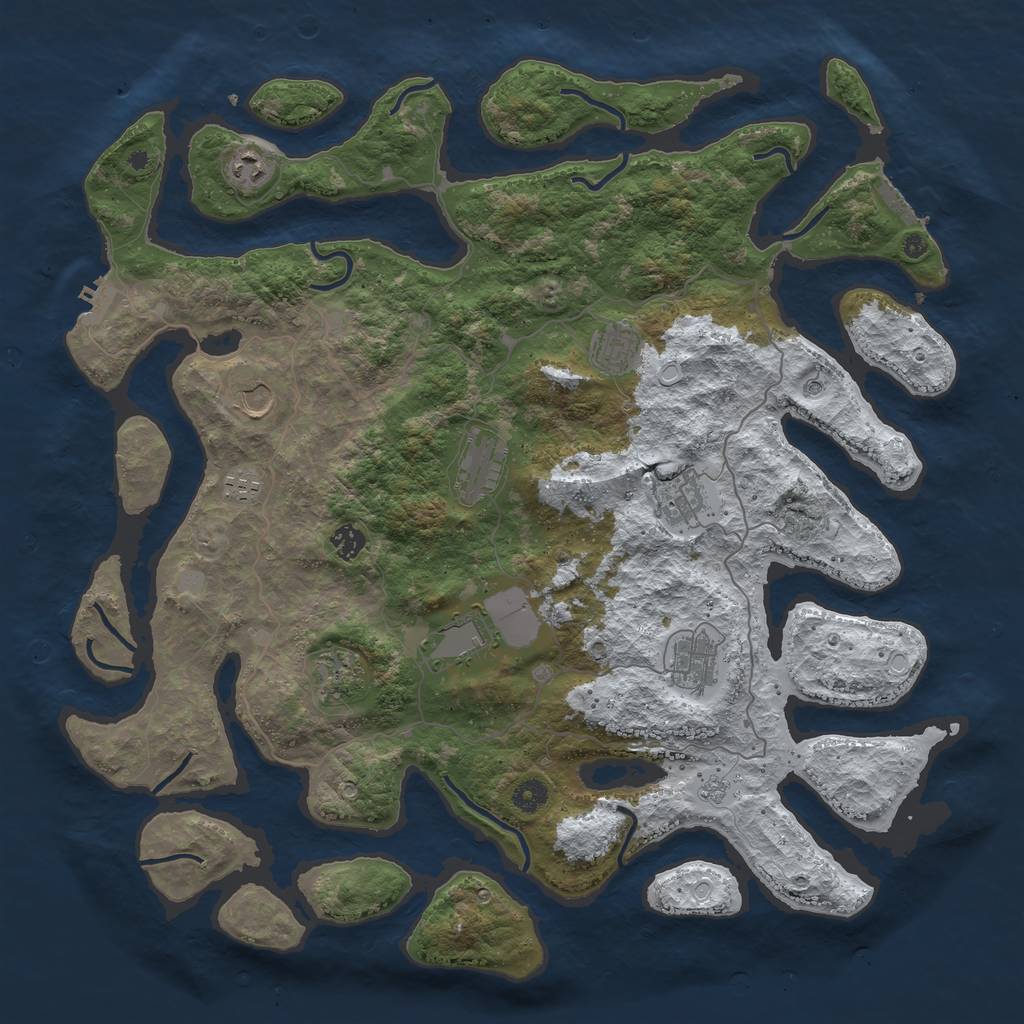 Rust Map: Procedural Map, Size: 4500, Seed: 1607251, 19 Monuments