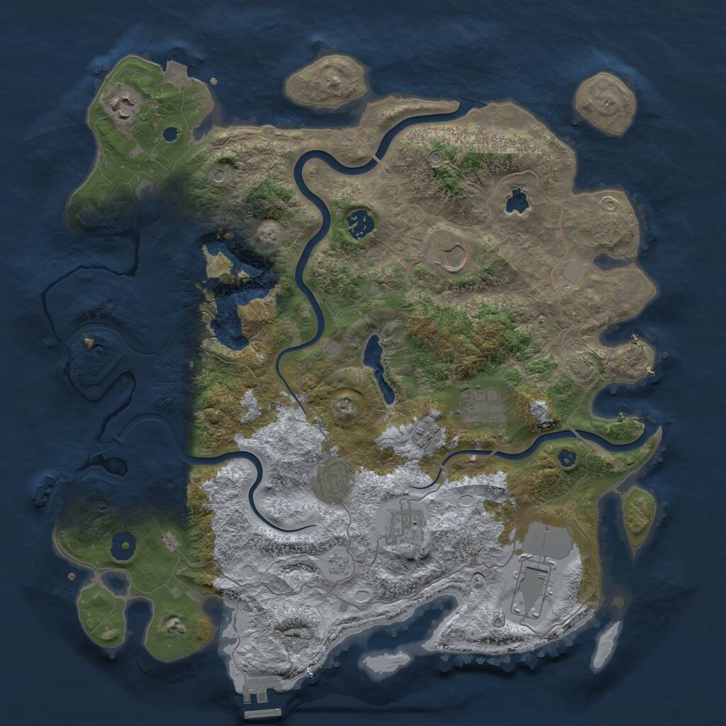 Rust Map: Procedural Map, Size: 4000, Seed: 3450913, 14 Monuments