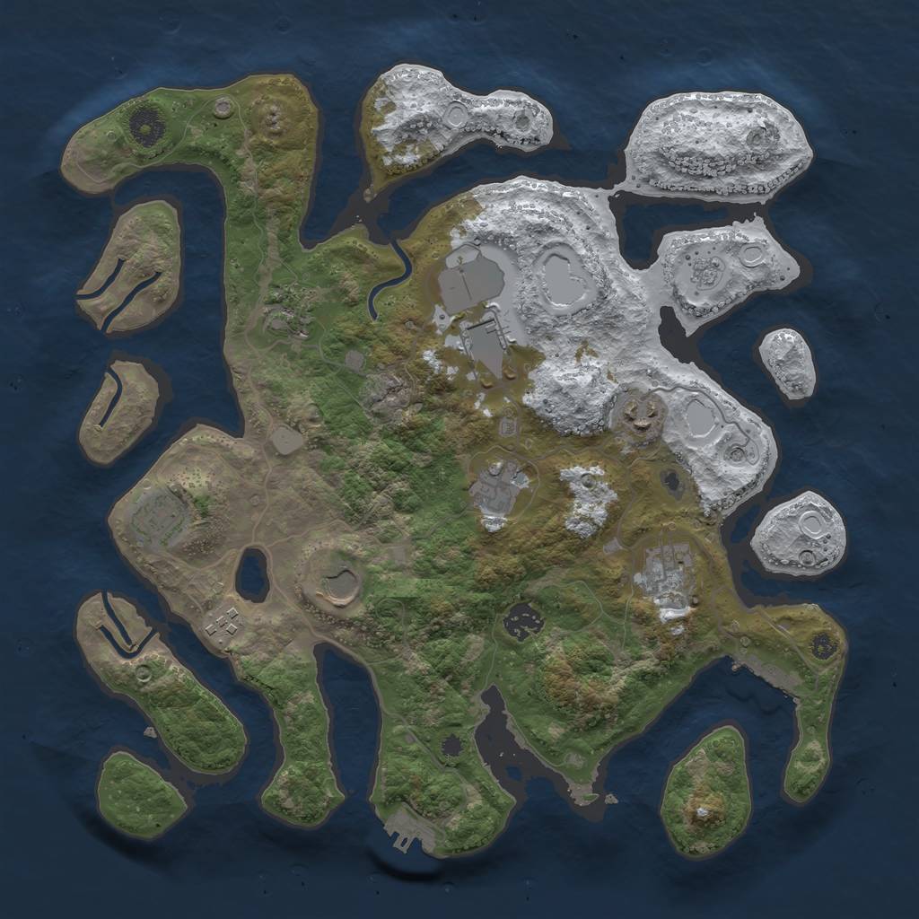 Rust Map: Procedural Map, Size: 3750, Seed: 2692906, 18 Monuments