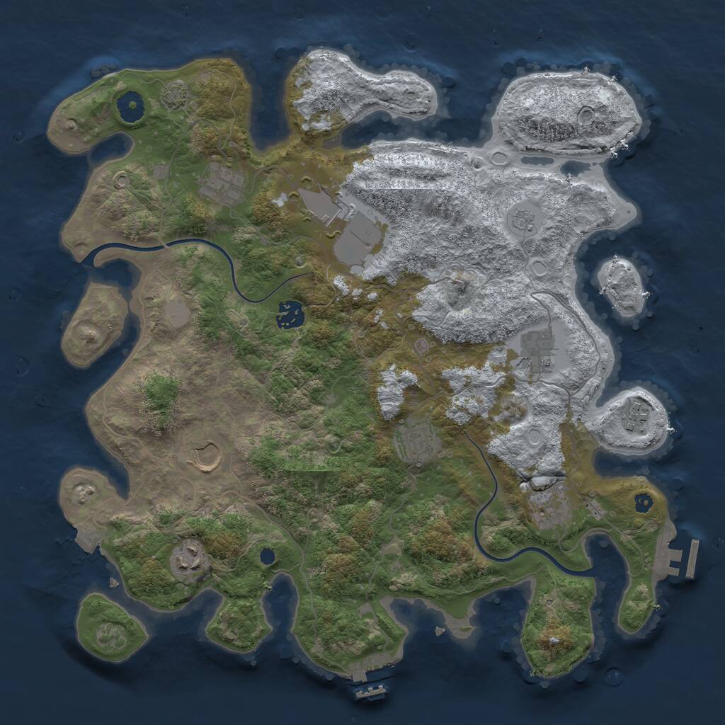 Rust Map: Procedural Map, Size: 3750, Seed: 2692906, 14 Monuments