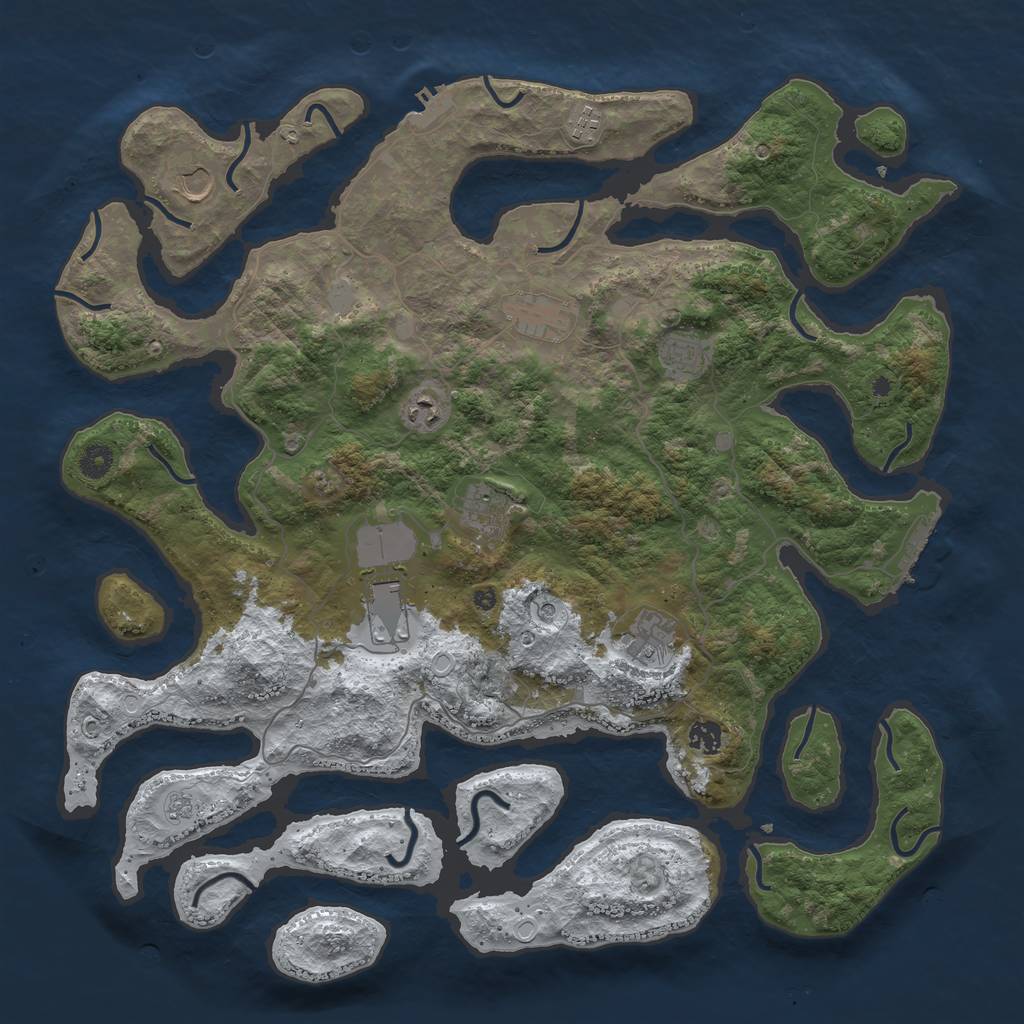 Rust Map: Procedural Map, Size: 4500, Seed: 5704618, 18 Monuments