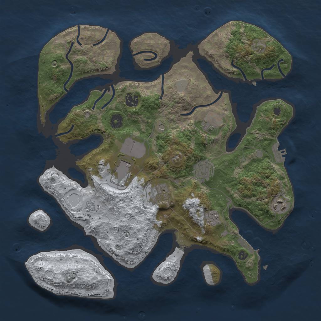 Rust Map: Procedural Map, Size: 3500, Seed: 3159973, 16 Monuments