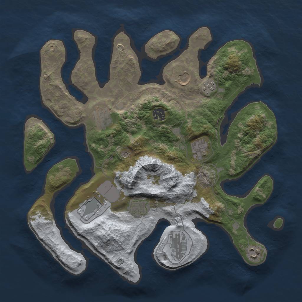 Rust Map: Barren, Size: 3500, Seed: 265601, 12 Monuments