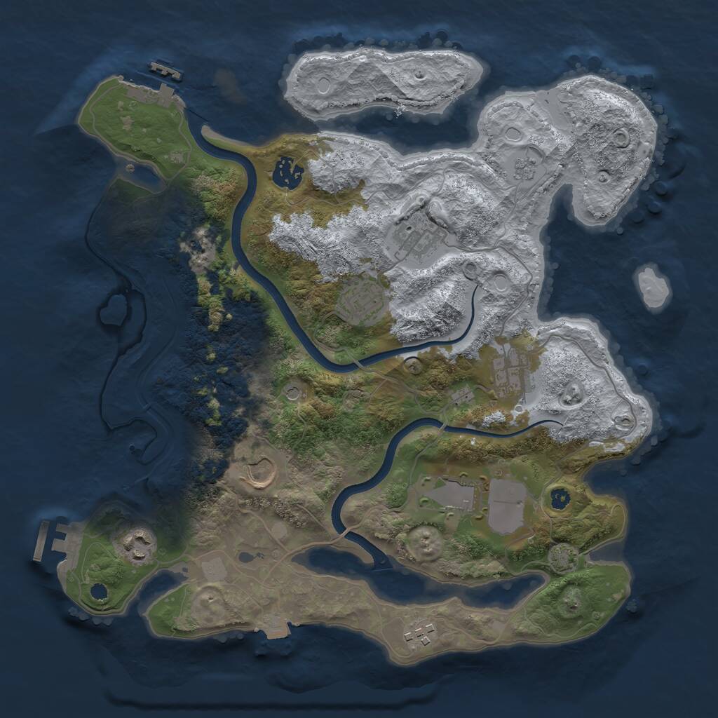 Rust Map: Procedural Map, Size: 3500, Seed: 16843416, 14 Monuments