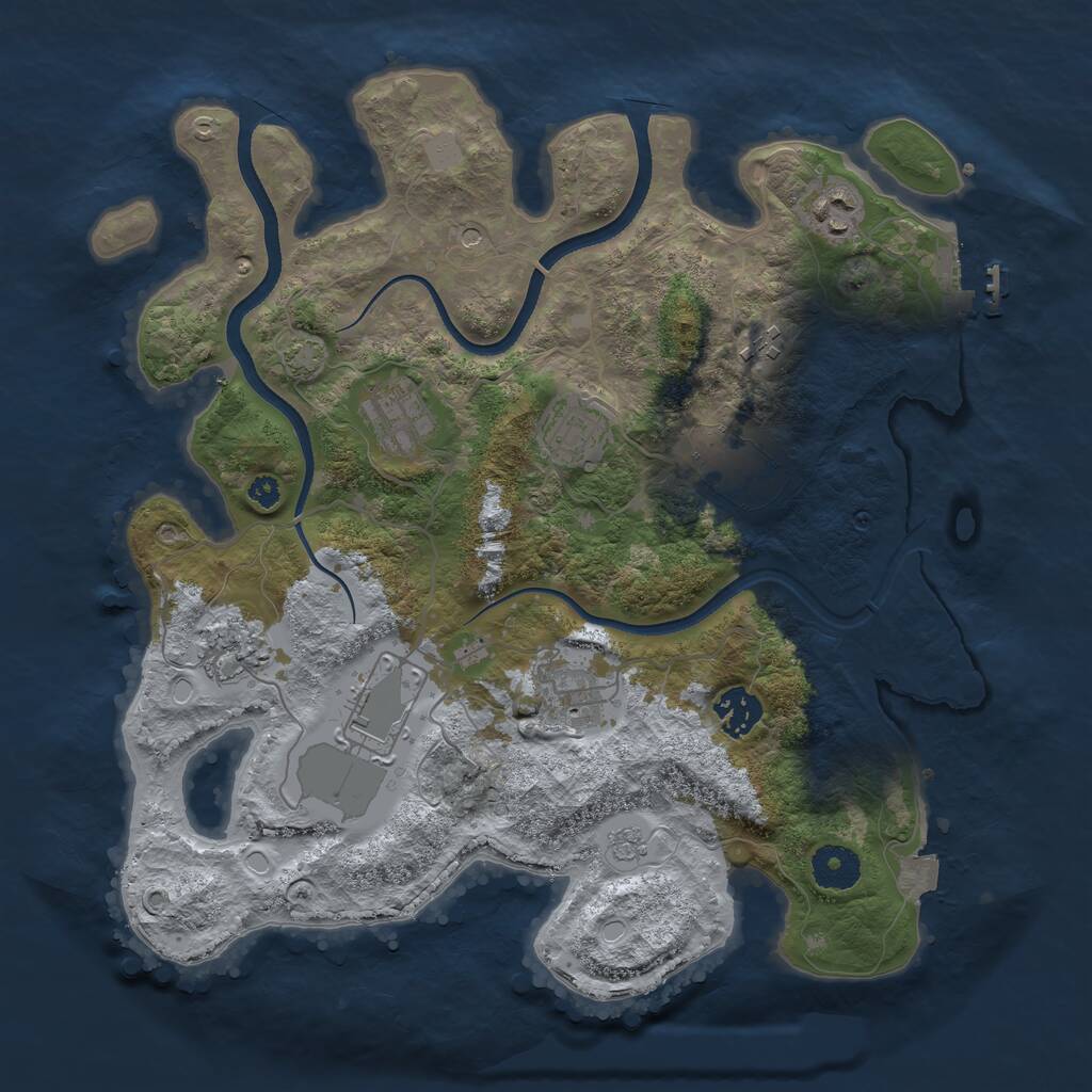 Rust Map: Procedural Map, Size: 3500, Seed: 2436067, 14 Monuments