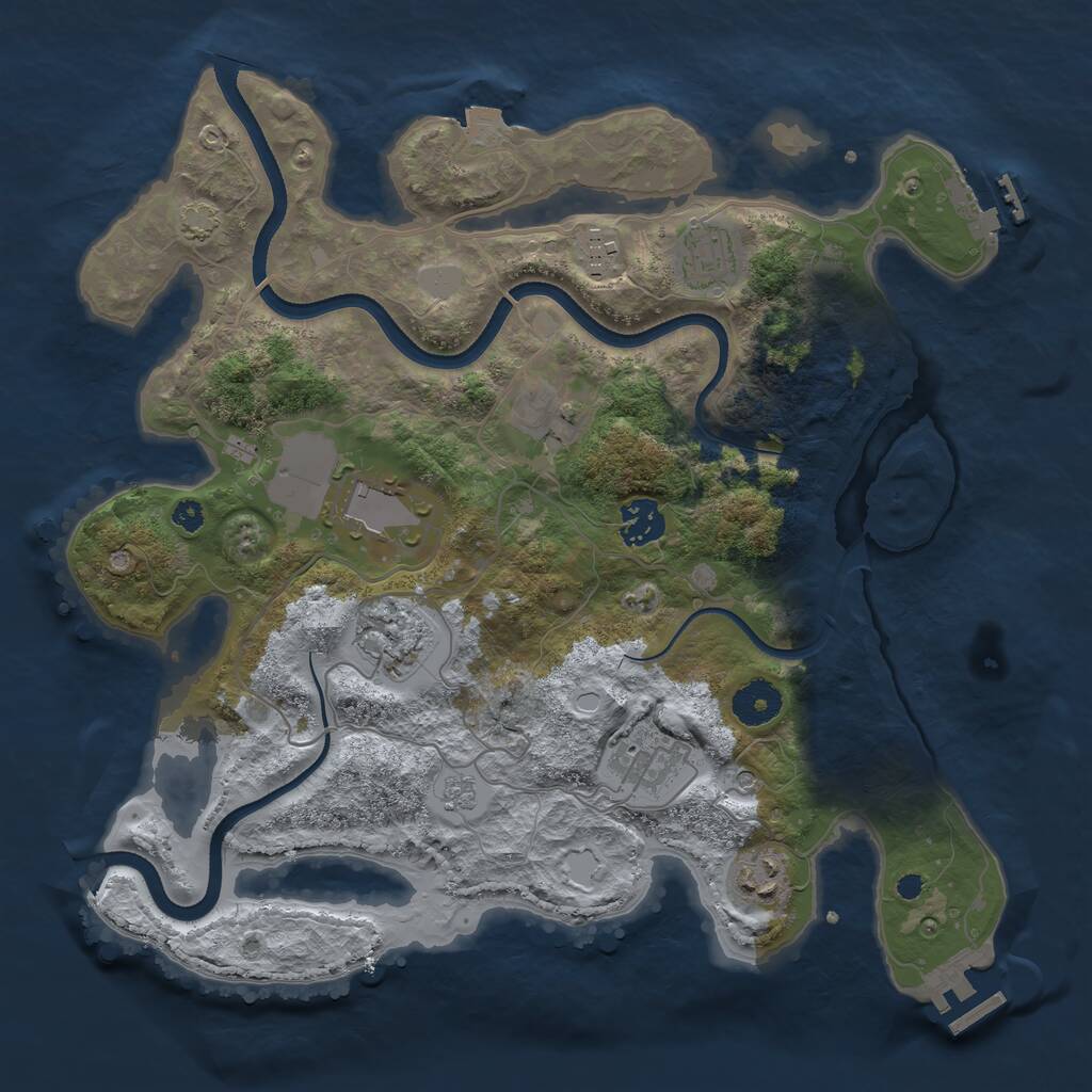Rust Map: Procedural Map, Size: 3500, Seed: 3811931, 14 Monuments