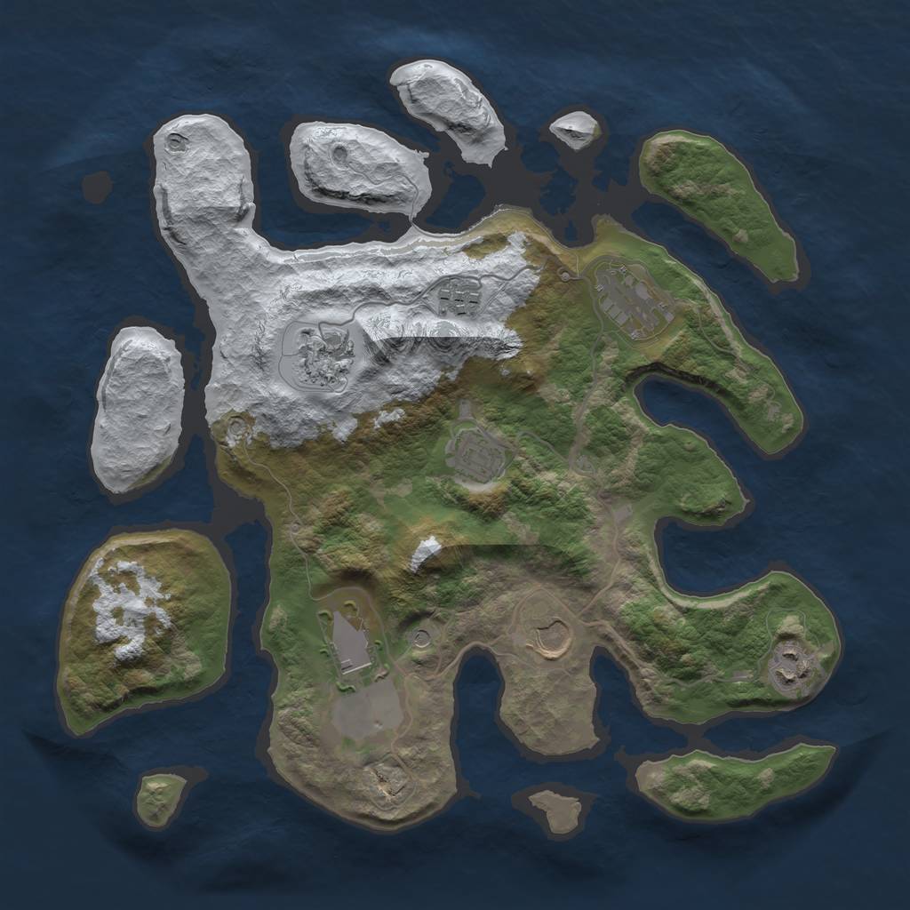 Rust Map: Barren, Size: 3500, Seed: 2303869, 10 Monuments