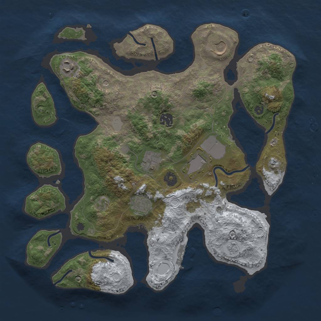 Rust Map: Procedural Map, Size: 3500, Seed: 3526415, 14 Monuments